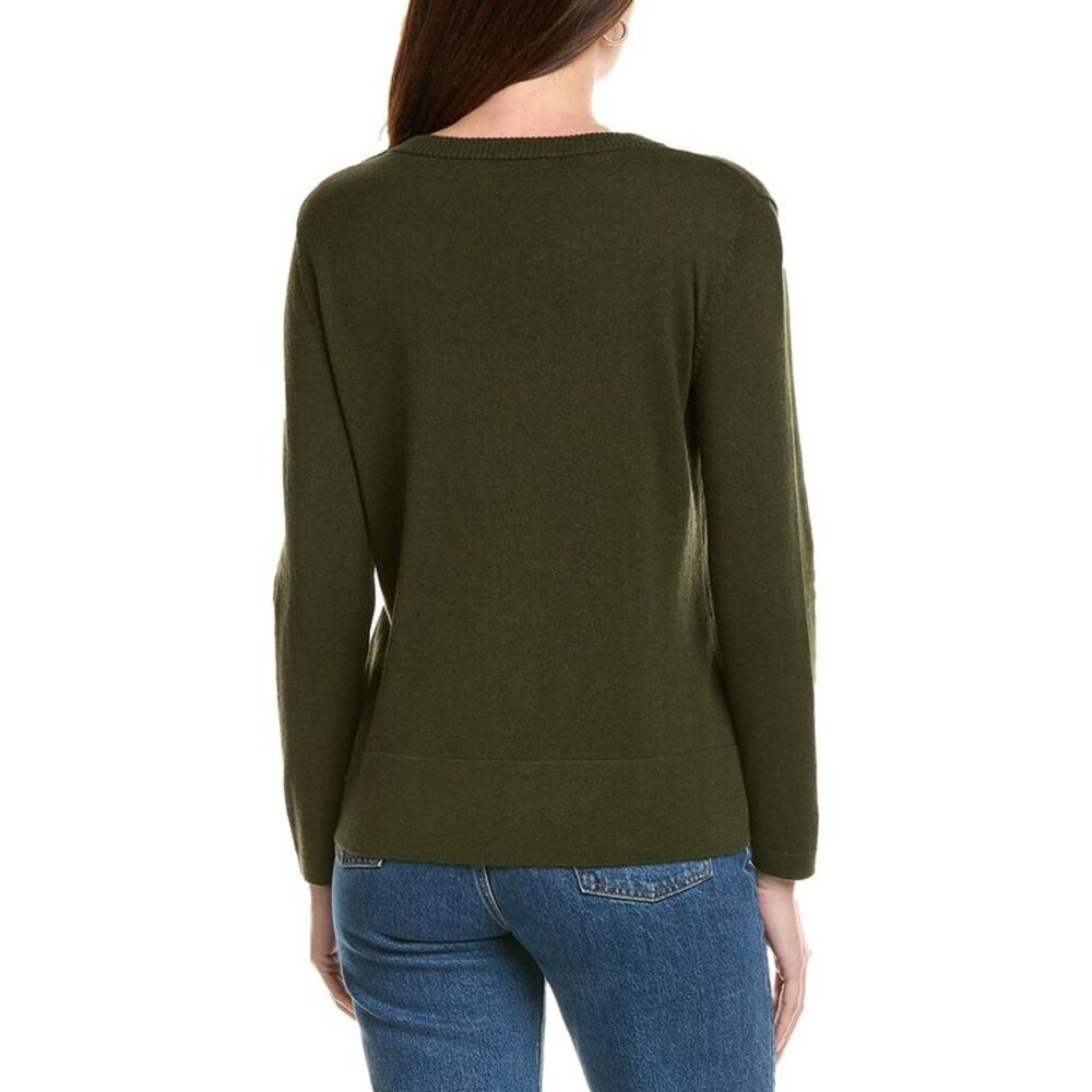 Hannah Rose Womens Basic V-Neck Pullover, Green N… - image 2